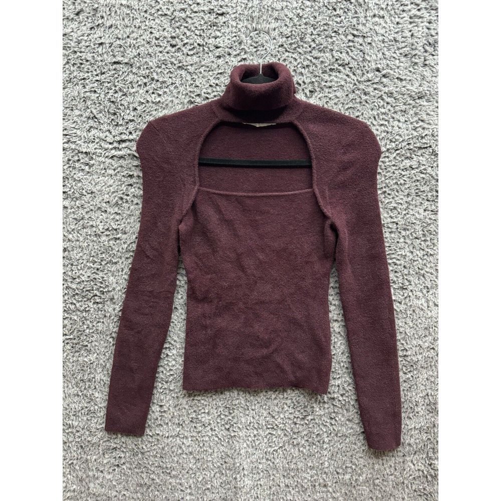 Astr Izabella Ribbed Knit Sweater Long‎ Sleeves in Wine Size M